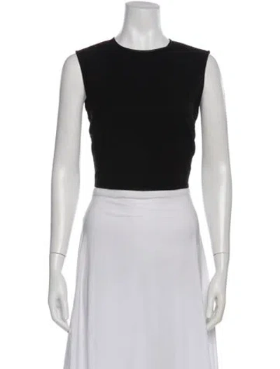 Pre-owned Alice And Olivia Crew Neck Sleeveless Crop Top In Black