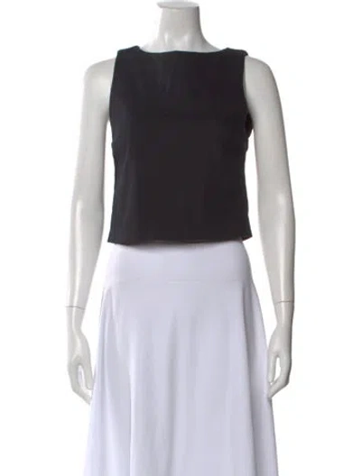 Pre-owned Alice And Olivia Crew Neck Sleeveless Crop Top In Black