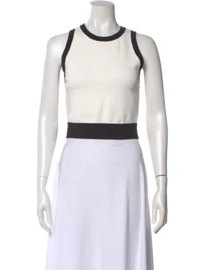 Pre-owned Alice And Olivia Crew Neck Sleeveless Top In White