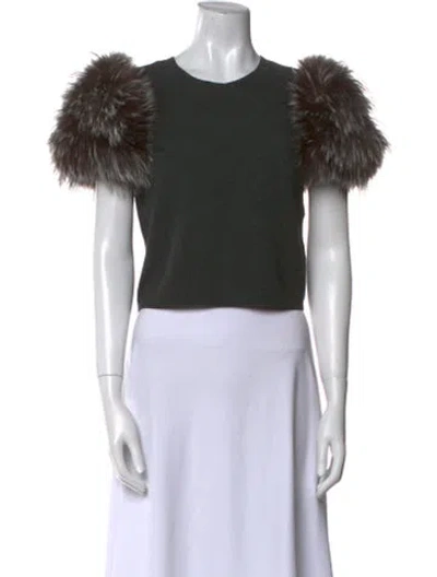 Pre-owned Alice And Olivia Crew Neck Sweater In Gray