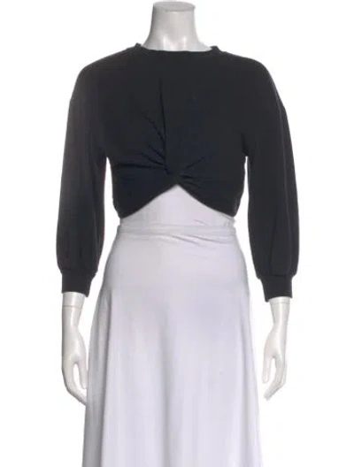 Pre-owned Alice And Olivia Crew Neck Three-quarter Sleeve Crop Top In Black