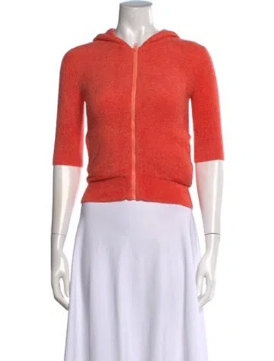 Pre-owned Alice And Olivia Crew Neck Three-quarter Sleeve Hoodie In Orange