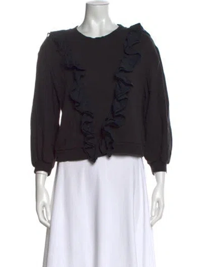 Pre-owned Alice And Olivia Crew Neck Three-quarter Sleeve Sweatshirt In Black