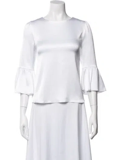 Pre-owned Alice And Olivia Crew Neck Three-quarter Sleeve Top In White