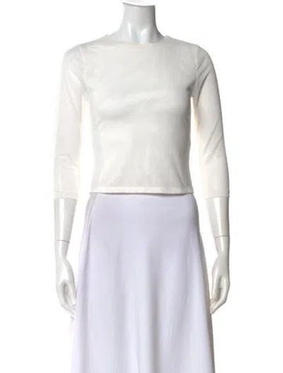 Pre-owned Alice And Olivia Crew Neck Three-quarter Sleeve Top In White