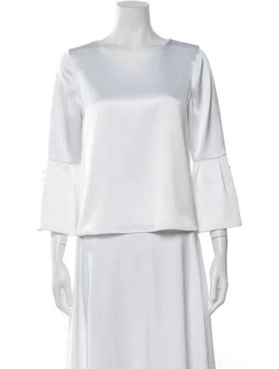 Pre-owned Alice And Olivia Crew Neck Three-quarter Sleeve Top In White