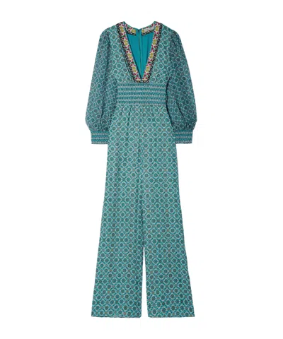 Alice And Olivia Crinkled Lightweight Jumpsuit In Blue