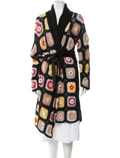 Pre-owned Alice And Olivia Crochet Printed Sweater In Black