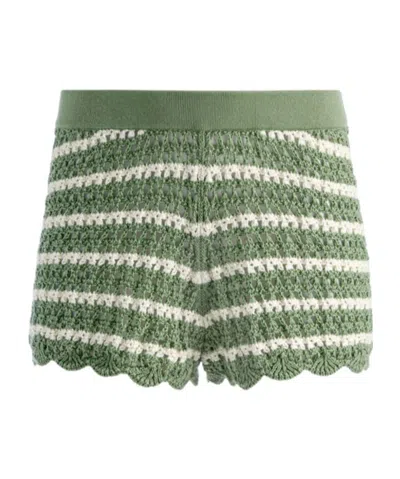 Alice And Olivia Ciara Cropped Pointelle Pullover In Green