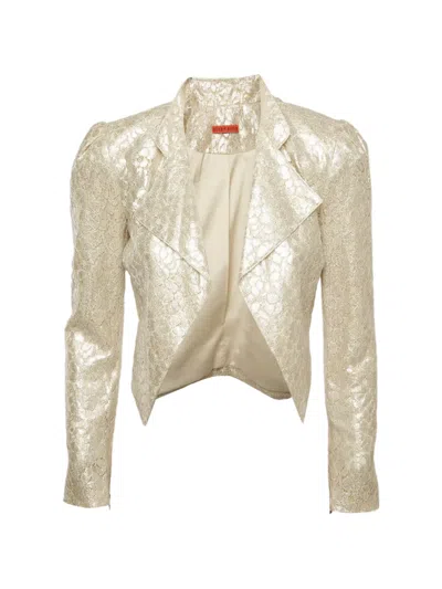 Pre-owned Alice And Olivia Cropped Jacket In Gold