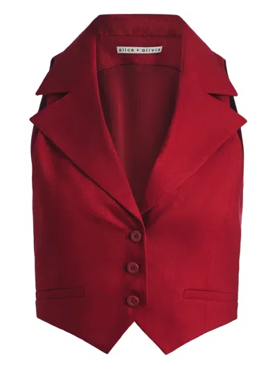 Alice And Olivia Cropped Vest In Red