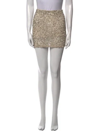Pre-owned Alice And Olivia Crystal Embellishments Mini Skirt In Gray