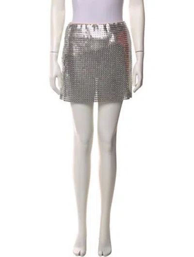 Pre-owned Alice And Olivia Crystal Embellishments Mini Skirt In Silver
