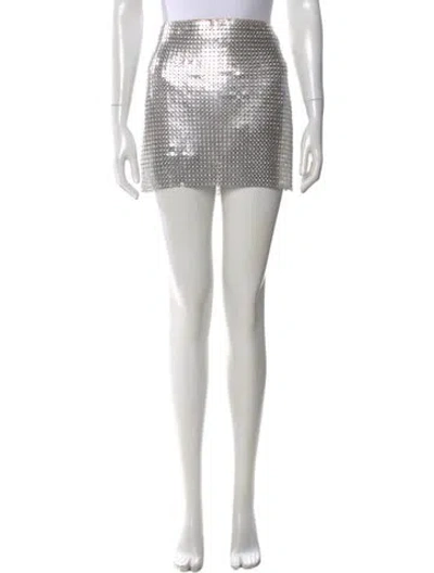 Pre-owned Alice And Olivia Crystal Embellishments Mini Skirt In Silver