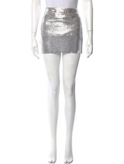 Pre-owned Alice And Olivia Crystal Embellishments Mini Skirt In Silver