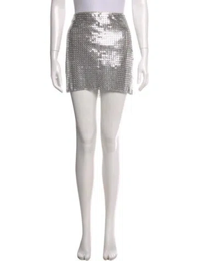 Pre-owned Alice And Olivia Crystal Embellishments Mini Skirt In Silver