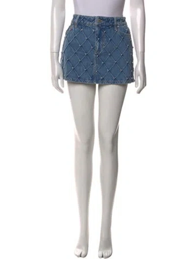 Pre-owned Alice And Olivia Crystal Embellishments Mini Skirt W/ Tags In Blue