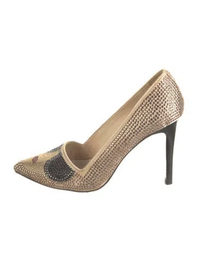 Pre-owned Alice And Olivia Crystal Graphic Print Pumps In Gold