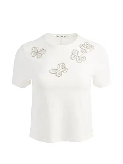 Alice And Olivia Crystal-embellished Cutout T-shirt In Multi