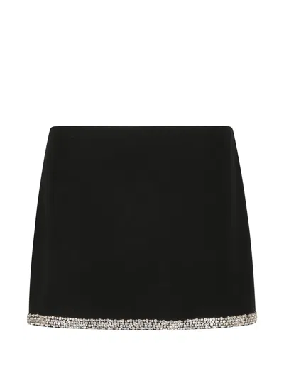 Alice And Olivia Rubi Embellished Trim Mini Skirt In Black