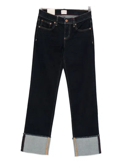 Alice And Olivia Cuffed-hems Cropped Jeans In Black