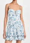Alice And Olivia Daisy Tiered Ruffle Mini Dress In Je L'adore Spring Sky In Blue