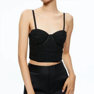 Alice And Olivia Damia Ruched Bustier Top In Black