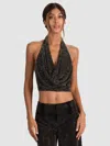 Alice And Olivia Dani Embellished Halter Top In Multi