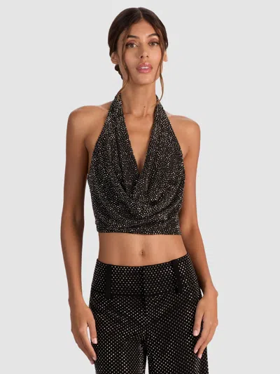 Alice And Olivia Dani Embellished Halter Top In Multi