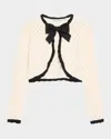 Alice And Olivia Wool Shrug Bow Cardigan In White