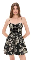 Alice And Olivia Daniela Bow Structured Pleated Mini Dress Black/gold In Multi