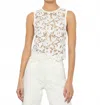 Alice And Olivia Danielle Lace Front Sweater Tank In Off White In White
