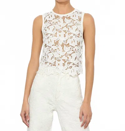 ALICE AND OLIVIA DANIELLE LACE FRONT SWEATER TANK IN OFF WHITE