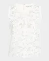 Alice And Olivia Danielle Lace-front Sweater Tank In White