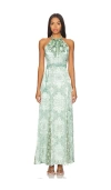 Alice And Olivia Danika Halter Maxi Dress With Belt In Teal
