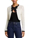 Alice And Olivia Wool Shrug Bow Cardigan In White