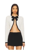 Alice And Olivia Wool Shrug Bow Cardigan In White