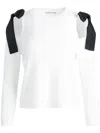Alice And Olivia Dara Shoulder Slit Pullover In White