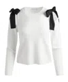 Alice And Olivia Dara Shoulder Slit Pullover In White