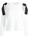 Alice And Olivia Dara Bow-detailed Cutout Wool-blend Sweater In Black  