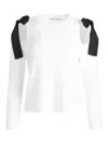 Alice And Olivia Dara Shoulder Slit Pullover In Black
