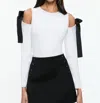 Alice And Olivia Dara Shoulder Slit Pullover In Multi