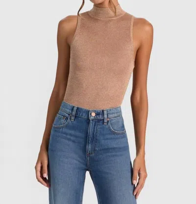 Alice And Olivia Darcey Metallic Tank Top In Gold In Brown