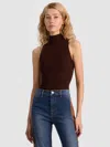 Alice And Olivia Darcey Ribbed Tank In Brown