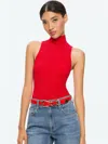 Alice And Olivia Darcey Turtleneck Tank In Bright Ruby