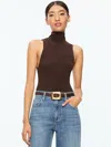 Alice And Olivia Darcey Ribbed Tank In Brown