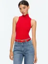 Alice And Olivia Darcey Turtleneck Tank In Bright Ruby