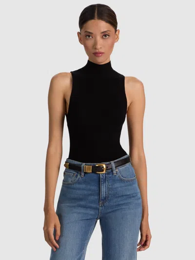 Alice And Olivia Darcey Wool Sleeveless Turtleneck In Black