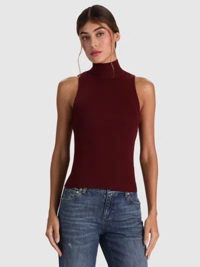 Alice And Olivia Darcey Wool Sleeveless Turtleneck In Cognac