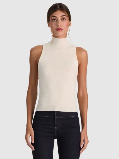 Alice And Olivia Darcey Wool Sleeveless Turtleneck In Ecru